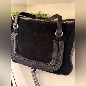 Sole Society Authentic Black Suede Purse Top Handle Bag Medium Satchel Like New